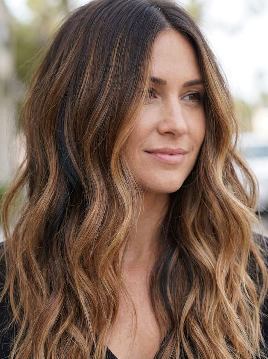 Balayage auf langen braunen Haaren - Balayage braune Haare